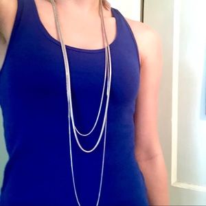 NWT Long Silver 3 Strand Necklace